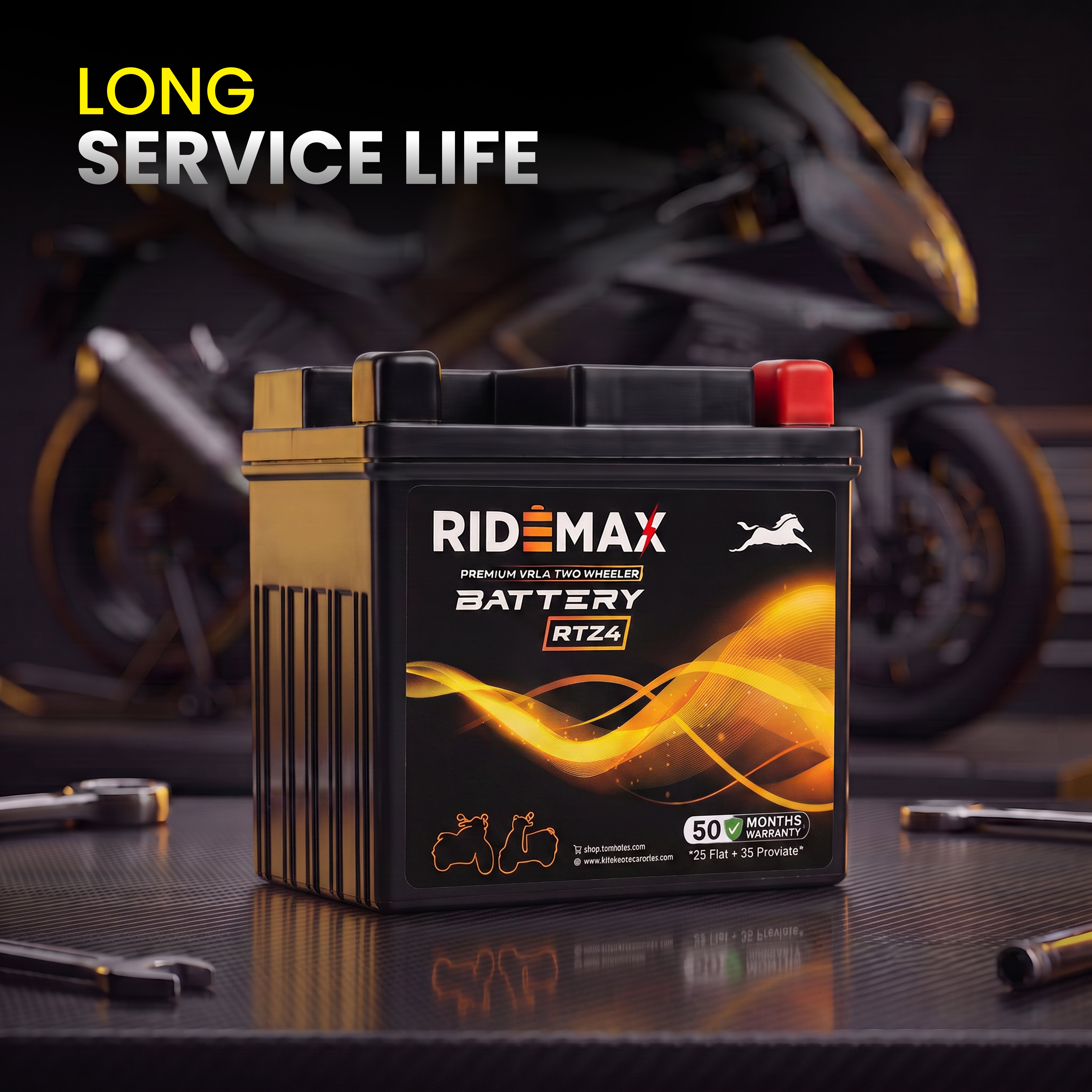 RideMax Premium VRLA 12 Volt Two Wheeler Battery RTZ4